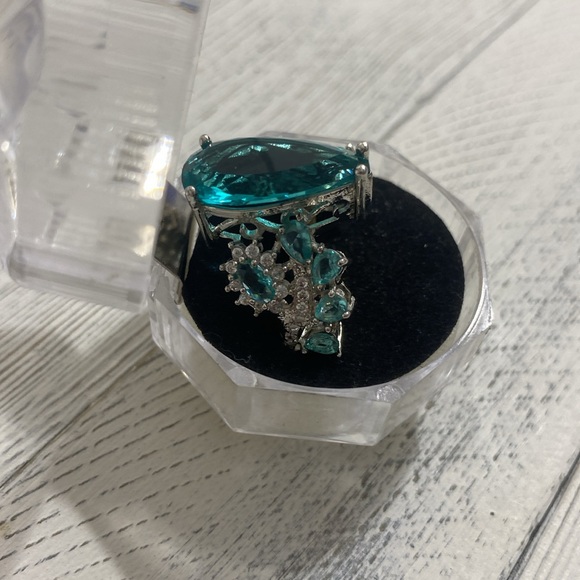 ‘London Topaz’ CZ and Clear CZ 925 Sterling Silver ring - Picture 2 of 7